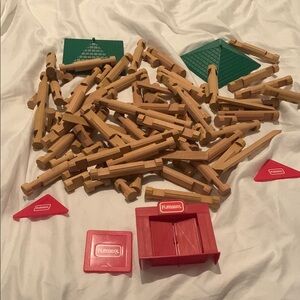 Vintage Playschool  Wooden Building Set with Red and Green Pieces